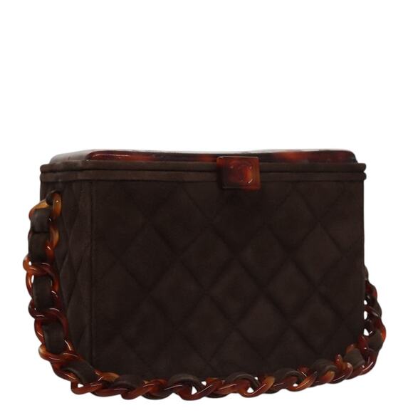 CHANEL Matelasse Hand Bag Suede Brown CC - Picture 1 of 16